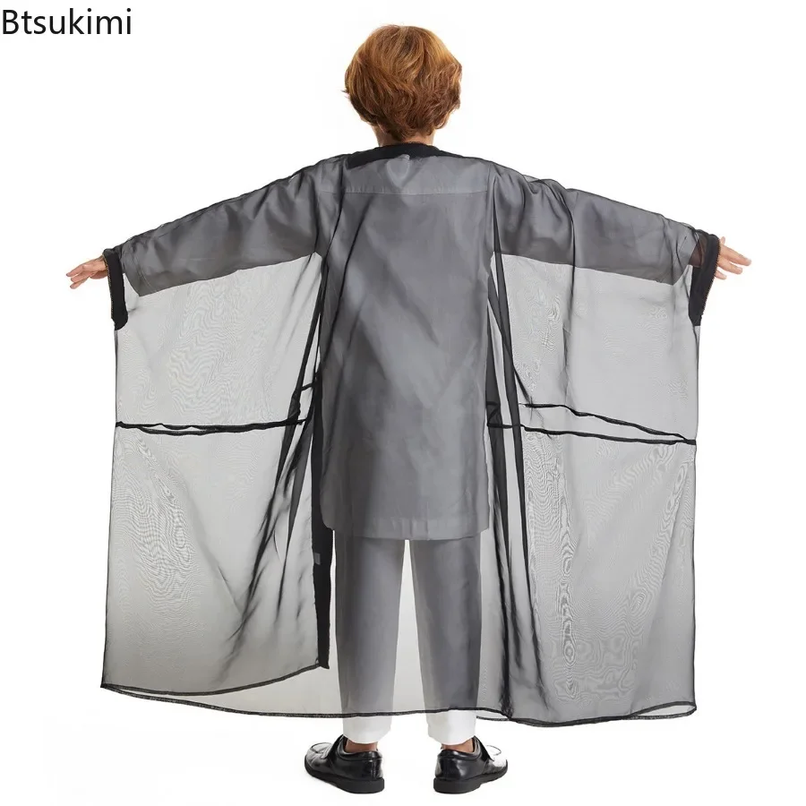 Eid Muslim Fashion Abayas for Kids Prayer Gown Boys Saudi Arab Loose Kimono Kaftan Open Abaya Dubai Islamic Clothing Robes Child