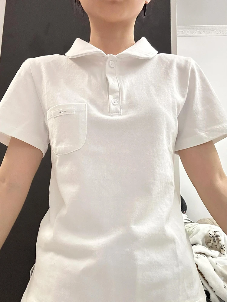 Coreano Sle Bianco Slim Fit ort Sve irt Donna Estate Nuovo Colletto SleFlip ort Top Traspirante Umidità ng...