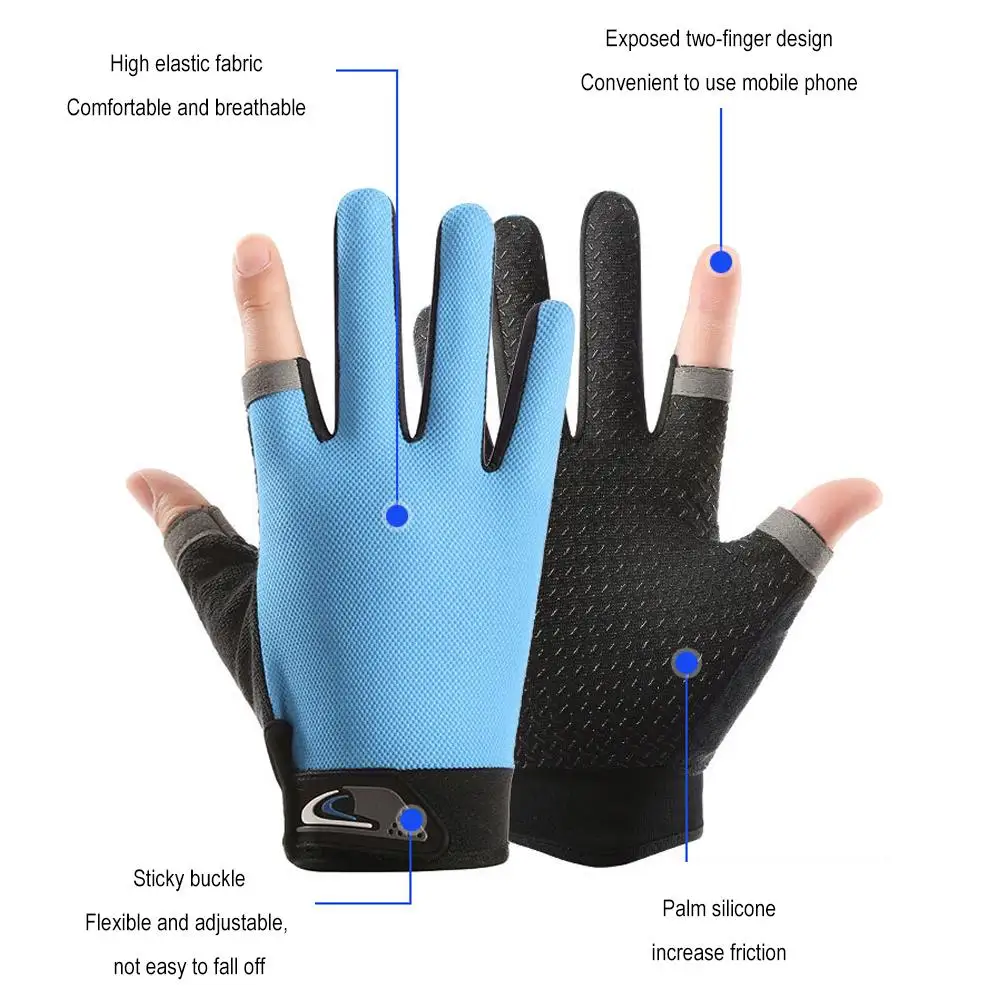 Touch Screen Full Finger Cycling Fitness Fishing Gloves Anti-Abrasion Protection Summer Mesh Fabric Thin Outdoor Sports Gloves