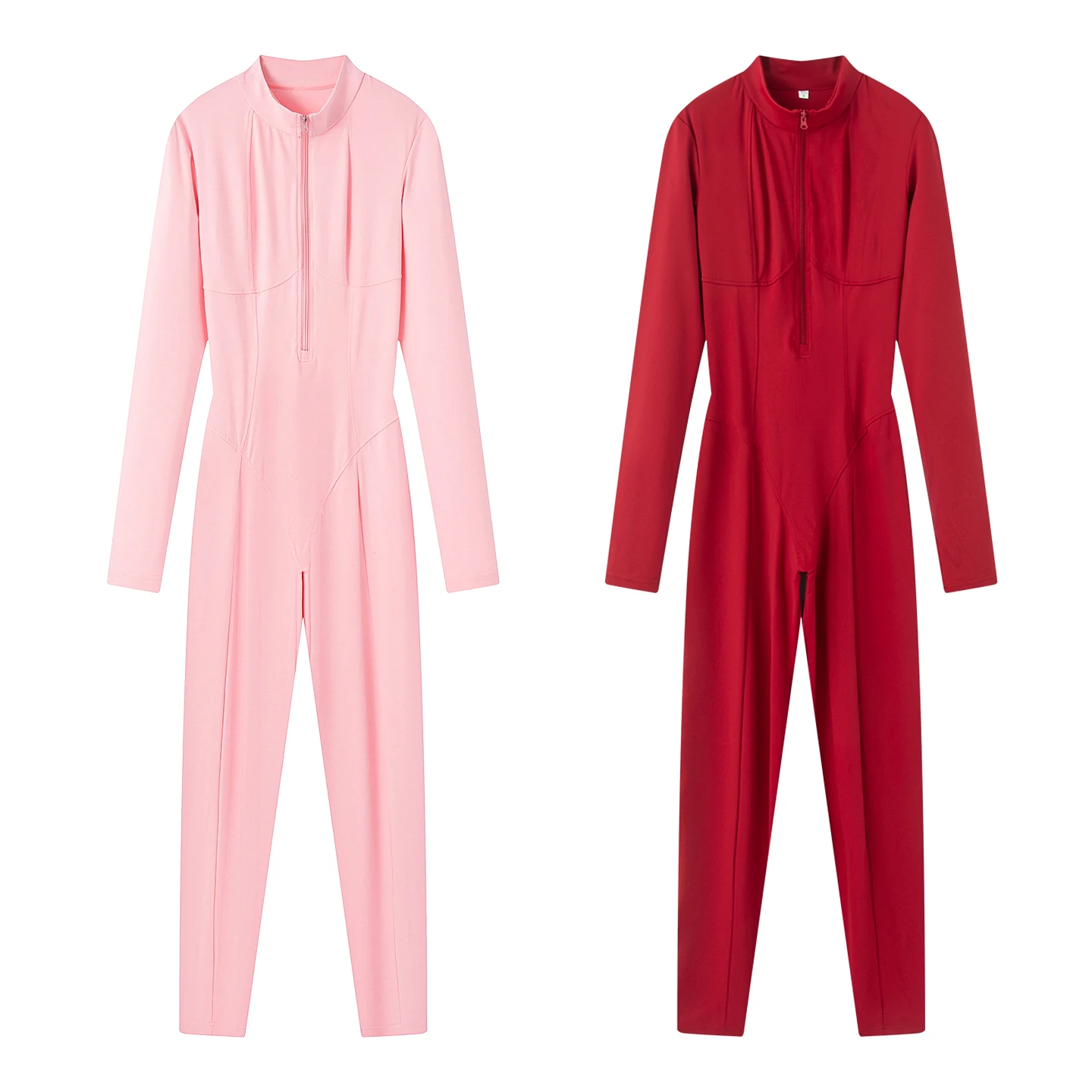 2026 Dames Elegant Skateboard Eendelig Mock Neck Yoga Skibodysuit Vrouwelijke Full Body Strakke Lange Mouw Rits Skiën Jumpsuits