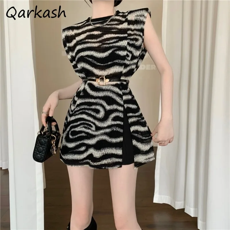 Mini Dresses Women Hot Girl Slim Leopard Print Sleeveless Niche Summer New Fashion Sundress Belt Designed Elegant Temperament