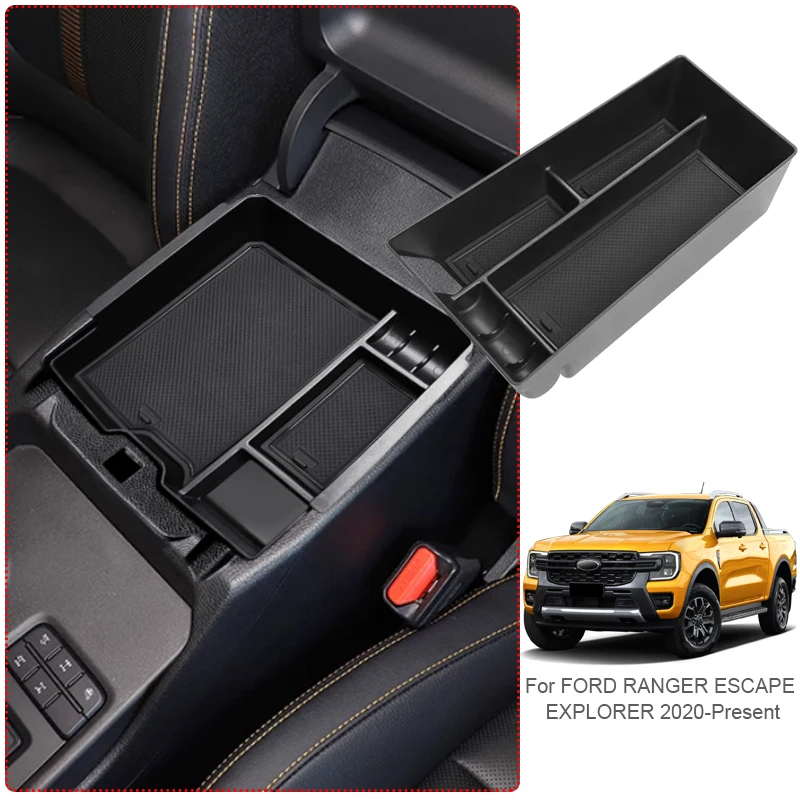 

ABS Car Armrest Box Storage For Ford RANGER EXPLORER ESCAPE FOCUS TAURUS MUSTANG MACH-E 2020-Present Auto Centrol Organizer Tray