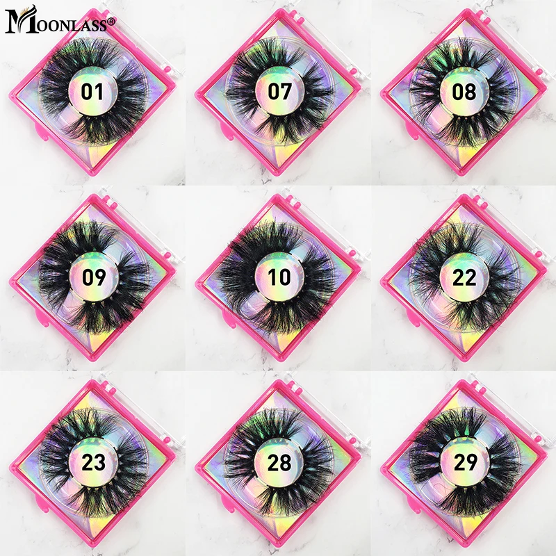 8D Fluffy Mink Eyelashes Box Package Wholesale Dramatic Lashes Mink 25MM Beauty Handmade False Eyelash Vendor Pink Case