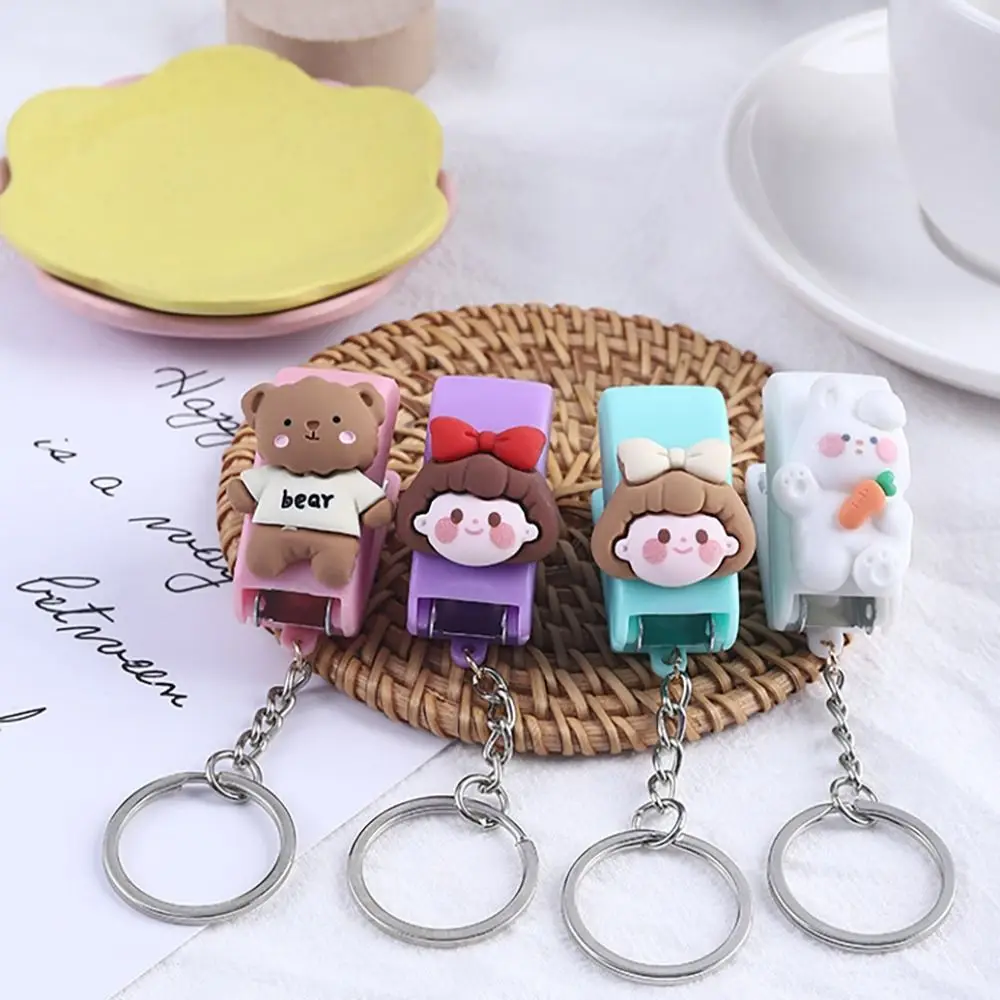 Cute Cartoon Mini Stapler School Office Supplies Student Stationery Stapler Keychain Gift Mini Staples Binding Tools