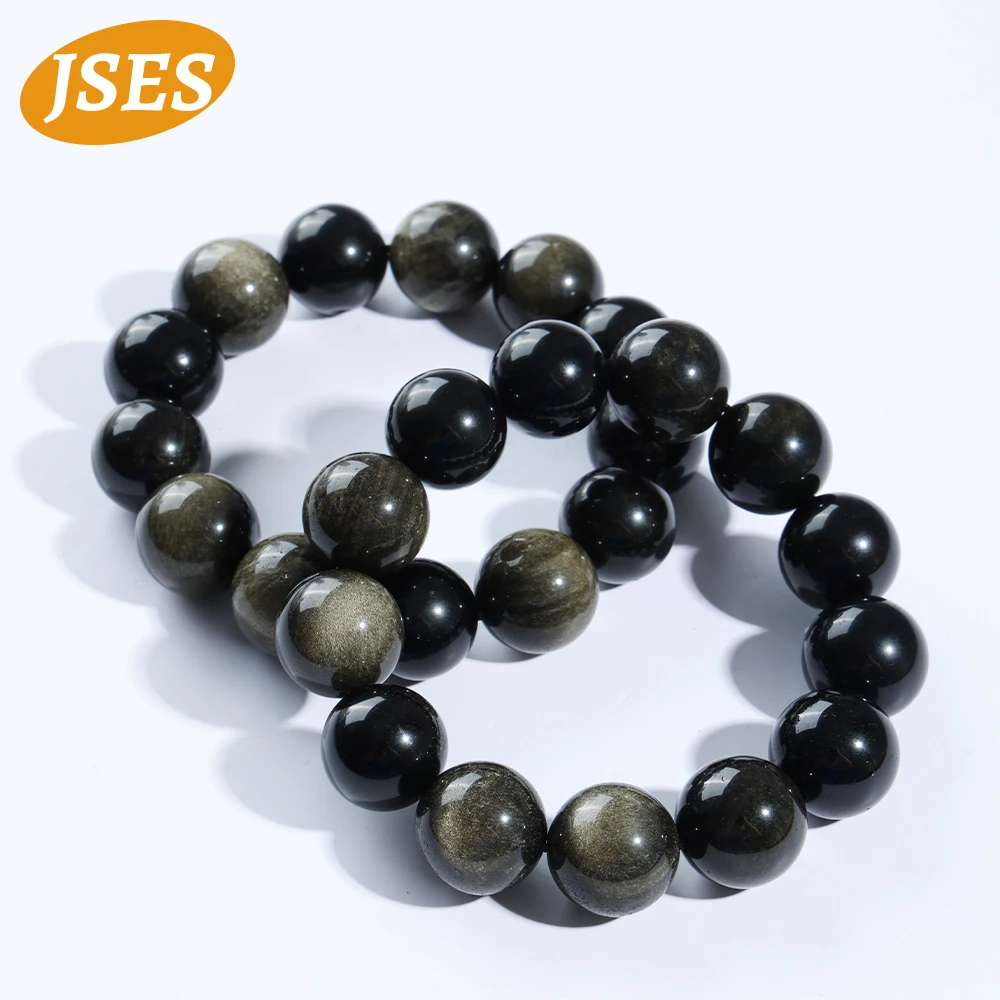 

3A Natural 16mm Golden Obsidian Bracelet Beads Round Shape for Jewelry Making Women Men Friend Surprise Jewelry Craft DIY Gift