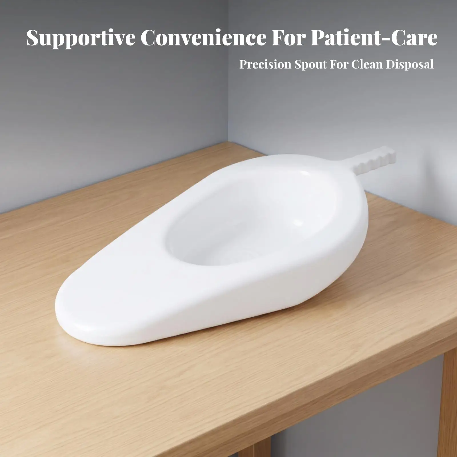 Nursing Bedpan with Spout Thickened Construction Smooth Finish Low Profile