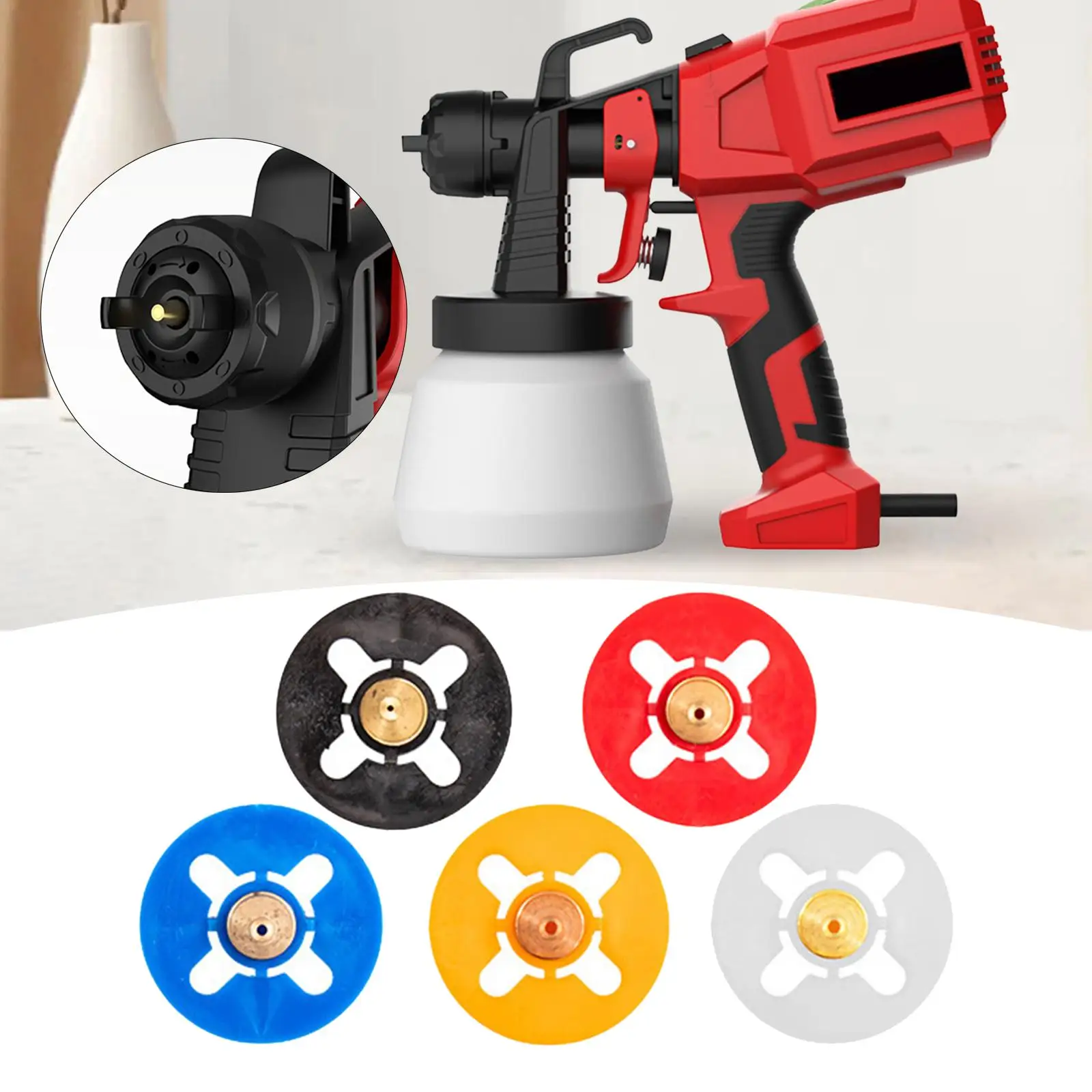 

5x Paint Sprayer Nozzles Durable Sizes 1.0/1.5/1.8/2.0/2.5mm Home DIY Painting Nozzle for Chairs Cabinets Walls Ceiling Door