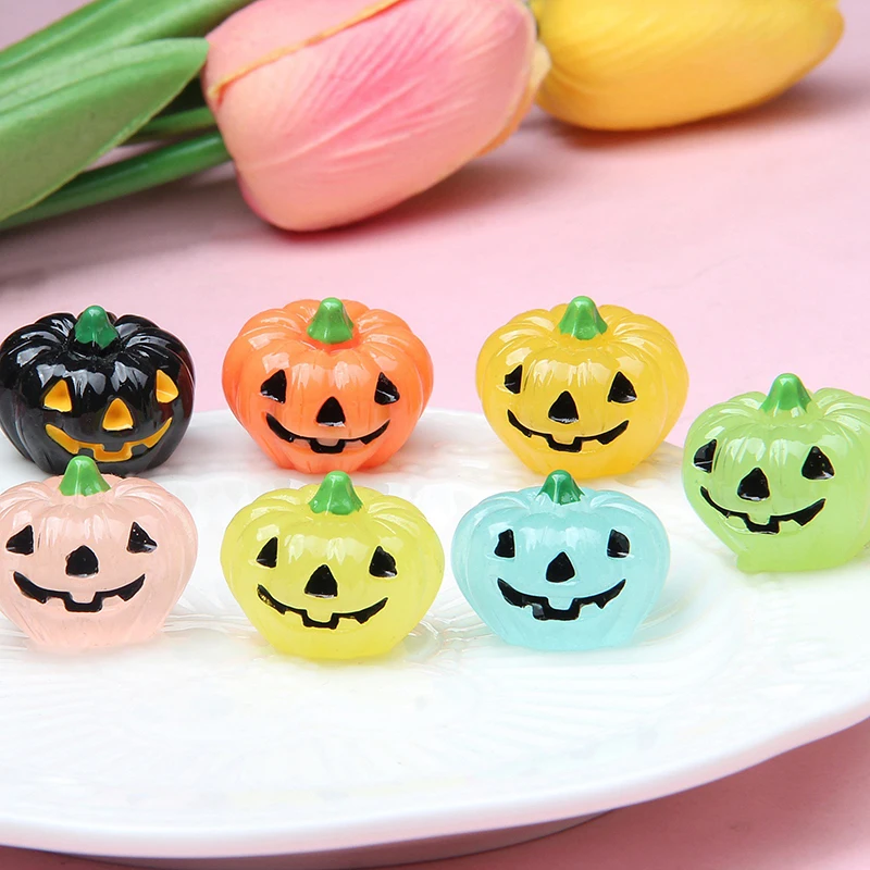 New Halloween Pumpkin Ghosts Three-dimensional Luminous Resin Simulation Halloween Decorations Ornaments Accessories