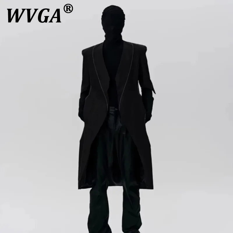 

WVGA Autumn Winter New Man Tide High Street Irregular Design Fashion Short Sleeve Trench Coats Dark Niche Chic Casual Tops W8641