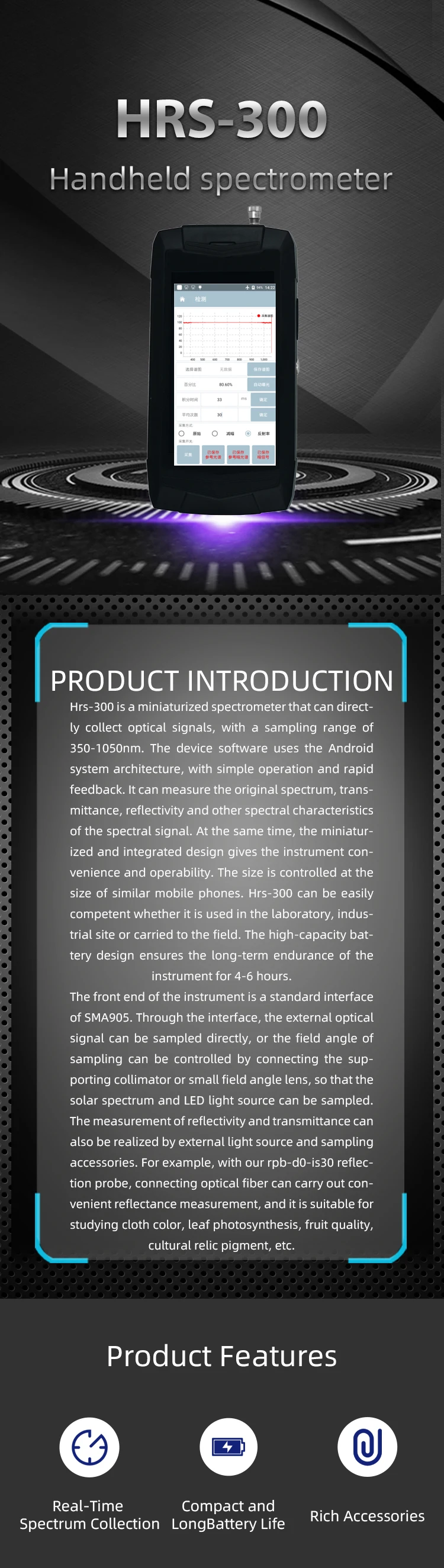 HRS-300 Draagbare Spectrometer