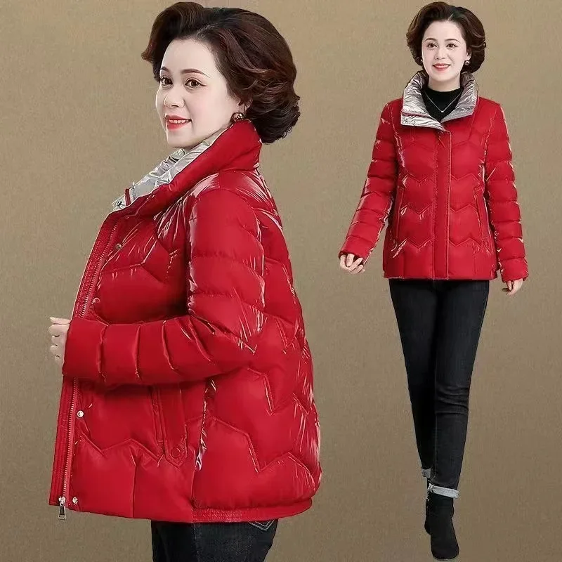 Winter Jacket Women Parkas Overcoat 2024 New Korean Short Glossy Down Cotton Jacket Parkas Female Casual Loose Outerwear Ladies