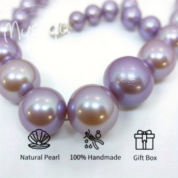 

MYSOYA 11-15mm Purple Edison Baroque Pearl Necklace With Gift Box Unisex Jewelry Perfect For Wedding Birthday Christmas New Year