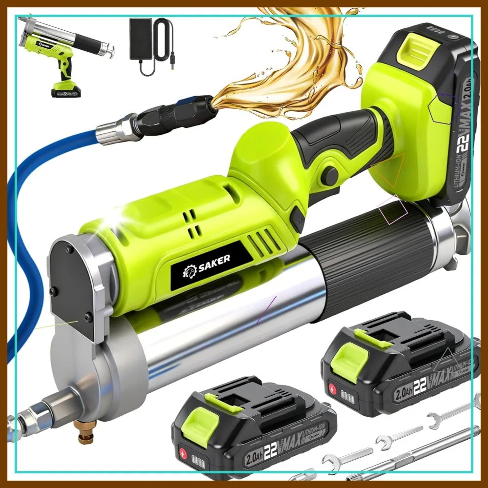 

12,000 PSI Cordless Grease Gun Kit with 2x2.0Ah Batteries, 5.5 oz/min High Flow & LED Light for Truck, RV, Farm DIY