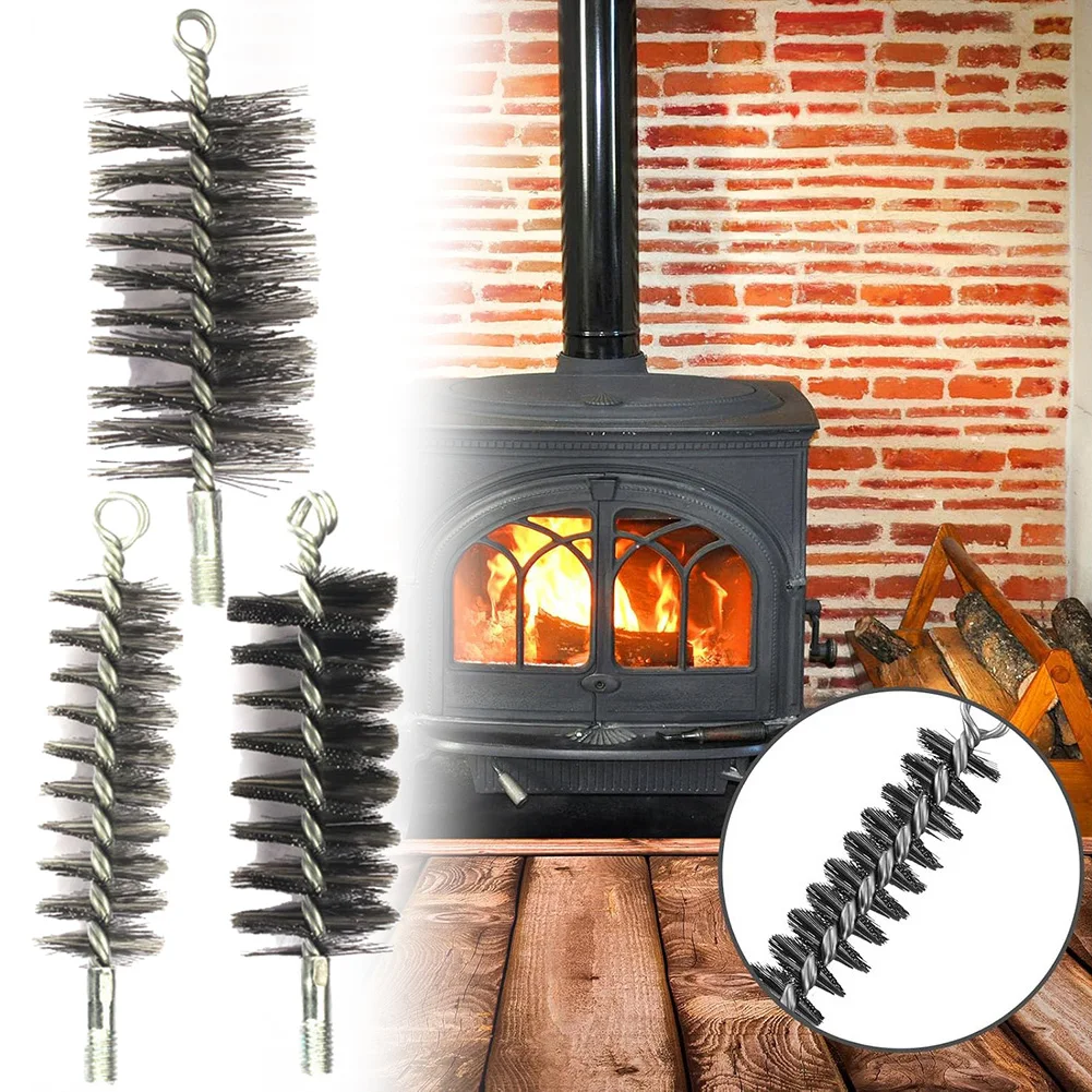 1pc 50/60/120mm Pipe Wire Brush Round Chimney Flue Cleaning Brush Steel Wire Brush Sweep Fireplace Brush