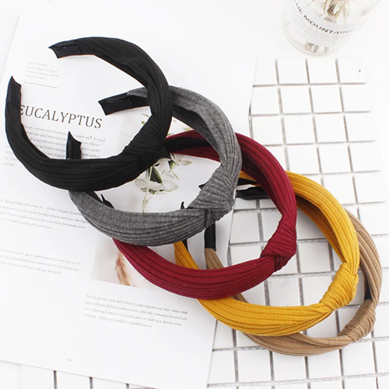 Fester Knoten Haarband Reifen für Frauen Mädchen waschen Gesicht Haar bänder Mode Stirnbänder weibliche Stirnbänder Reifen Haarschmuck – Detail 2