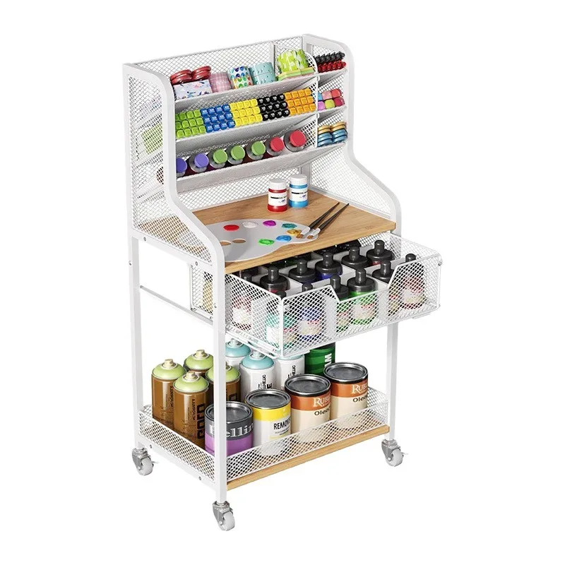 

Floor rolling craft car Mobile storage station Kitchen cooking car Nordic style trolley with brakes