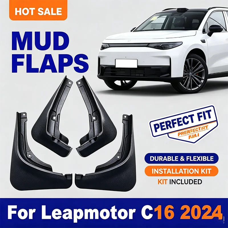 For Leapmotor C16 2024 4PCS Mud Flaps Splash Guards Front Rear Wheel Fender Mudguards Car Exterior Protection Accessory