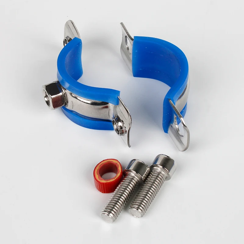 304 Stainless Steel Pipe Hanger Bracket Clamp, Caixa Azul, M8 x 1.25mm Feminino Fit, Homebrew Clip, Tubo OD, 19-108mm