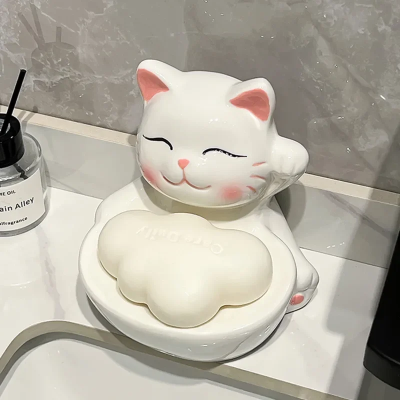 Animal-Shaped Soap Dish Quick Draining Tray Healthy Ceramic Holder Waterproof Moisture-Resistant Box Unique Bathroom Accessory