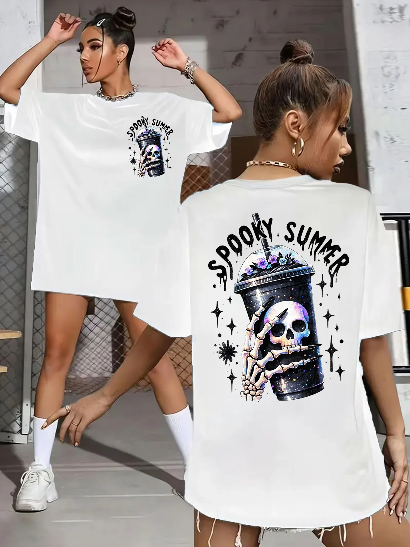 

Летняя женская футболка больших размеров, оригинальный дизайн, модные крутые женские повседневные топы с буквенным принтом и круглым вырезом, с короткими рукавами