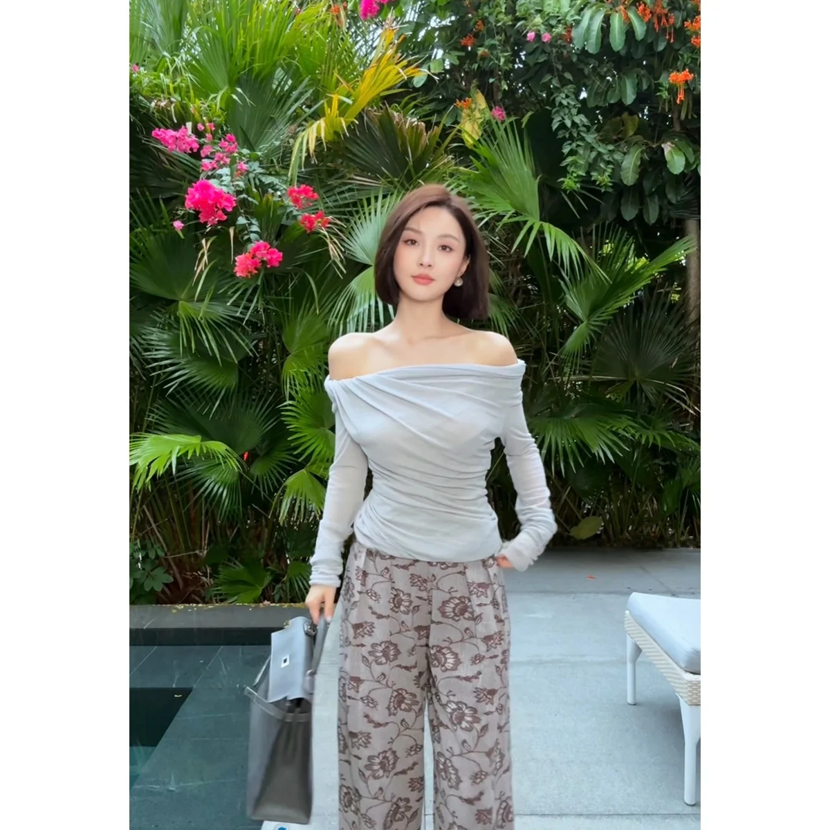 

Forniyoyo Slim Fit Gored oulder T-irt Dstring Knot Long Sve Casual Top for Young Women in Their Late Twenties