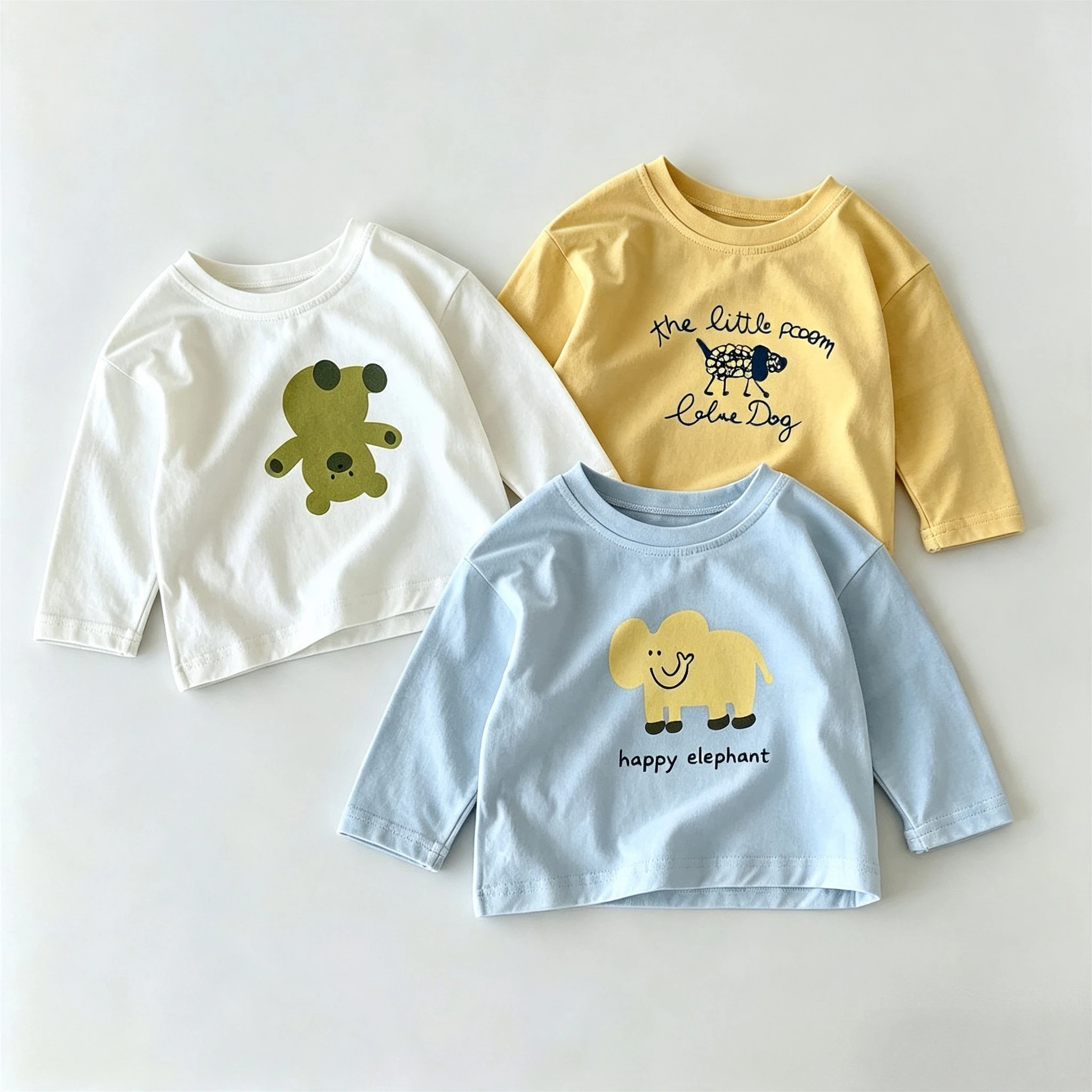 Trendy Desgin Toddler Long Sleeve Tshirt Tops Autumn Clothes Simple Versatile Kids Bottoming Shirt Crewneck Casual Blouse Child