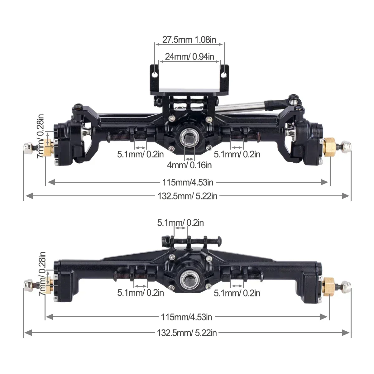 Aluminum Brass TRX4M Portal Axle with Lay Down Servo Mount for 1/18 RC Crawler Car TRX4-M Upgrade parts