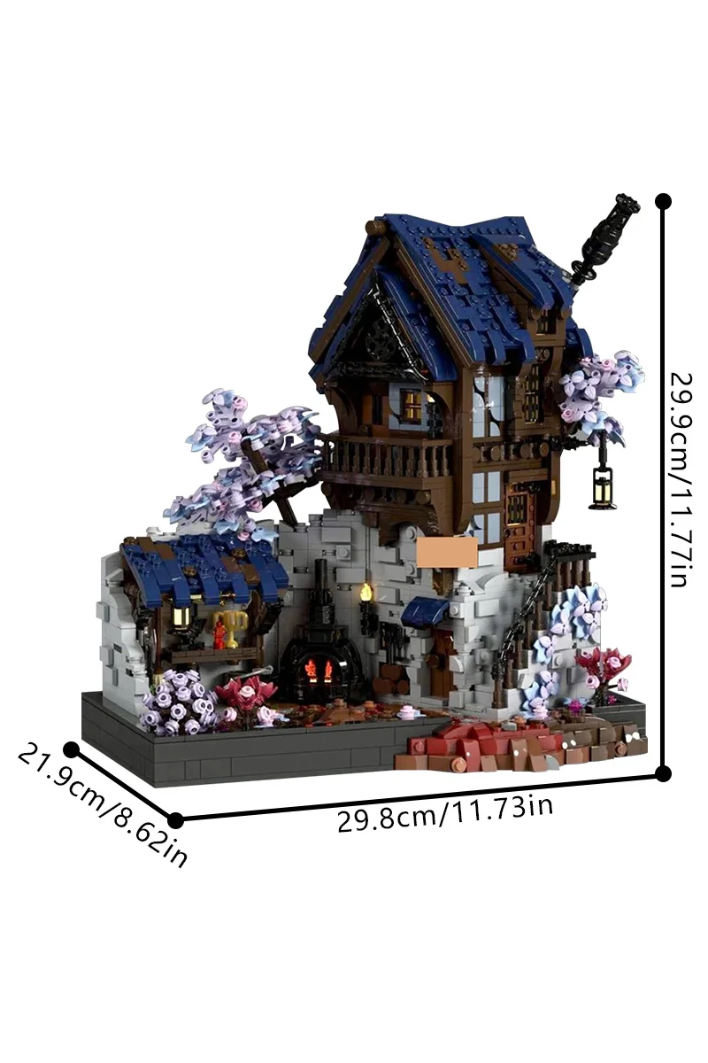 MOC Blacksmith Forge House Bricks Model Medieval Fantasy Display Architecture Buliding Blocks Assembly Toys Kid Birthday Gifts