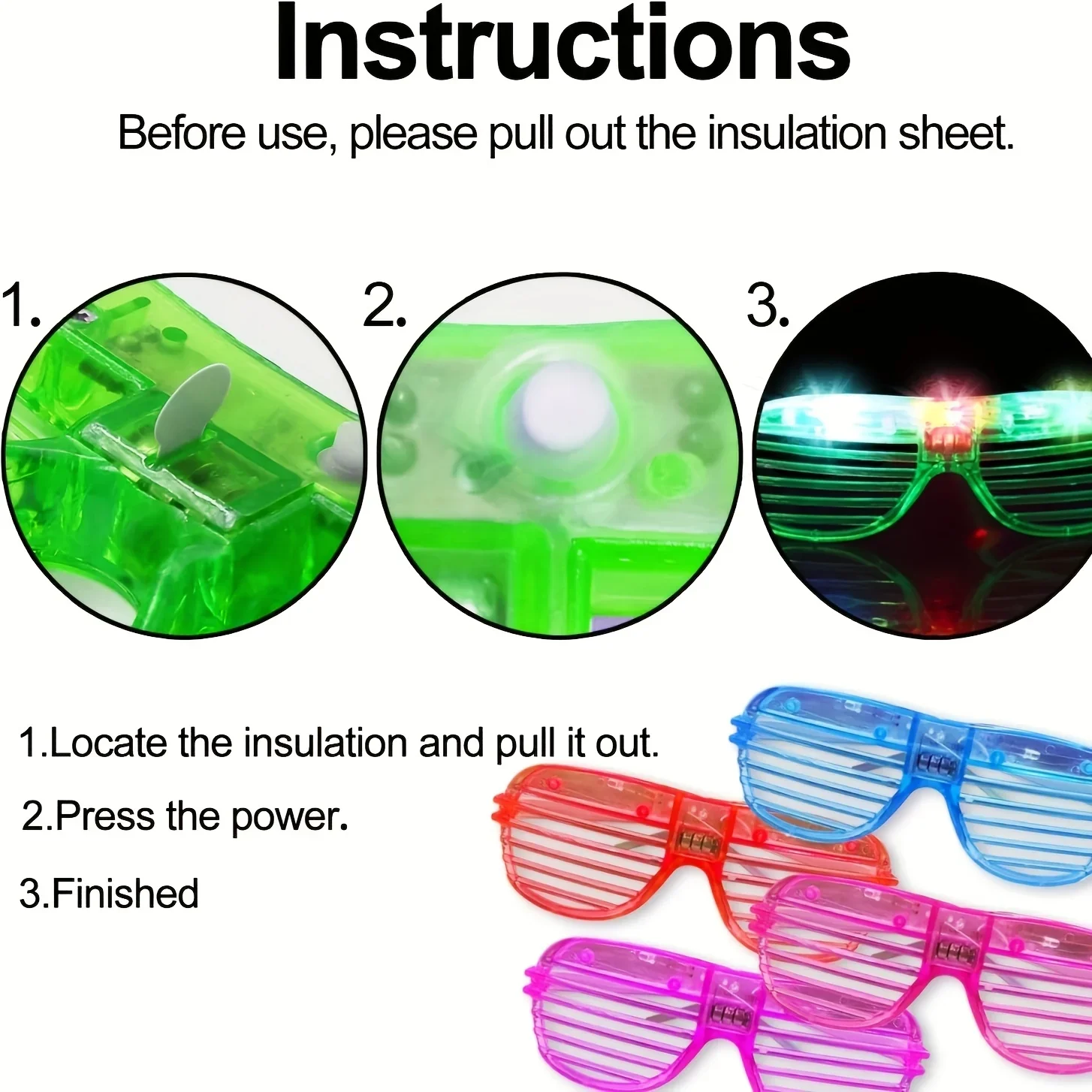 Lunettes de fête flash LED 24 pièces, couleurs néon lumineuses, mélange et correspondance de couleurs aléatoires, fêtes d'anniversaire, mariages et événements nocturnes