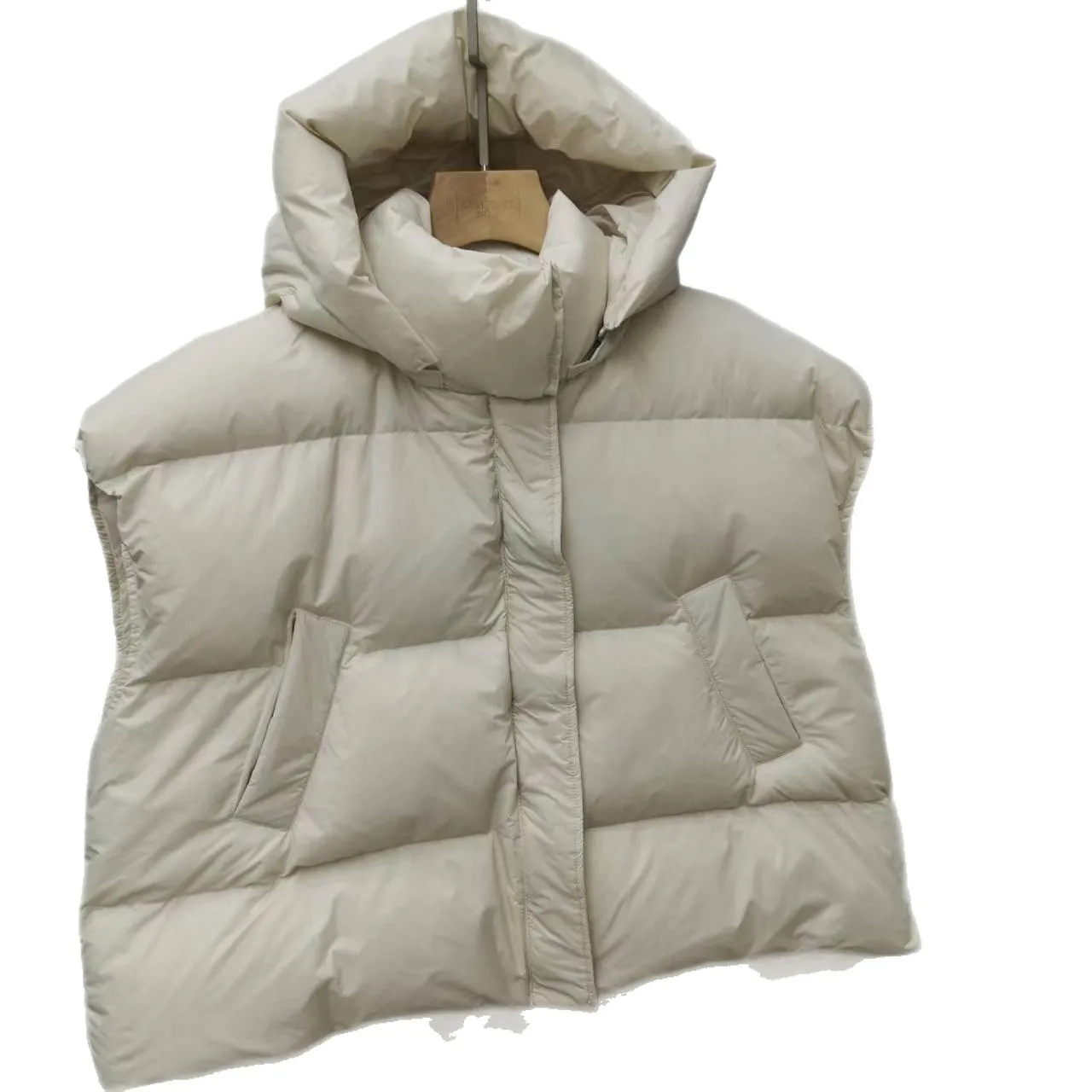 Gilet Imbottito Versatile con Cappuccio Rimovibile per Donna, Corto e Caldo