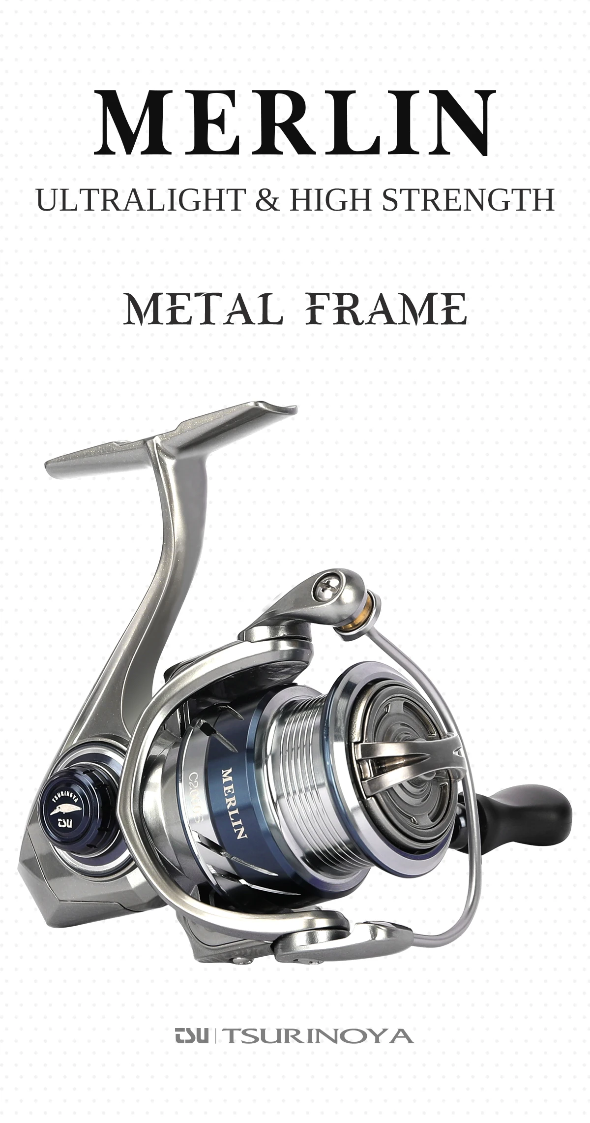 TSURINOYA METAL Spinnrolle MERLIN 1000 C2000S 165g Baitcast-Rolle ULTRALEICHT & VIELSEITIG Salzwasser-Bass-Hechtrolle – Detail 1