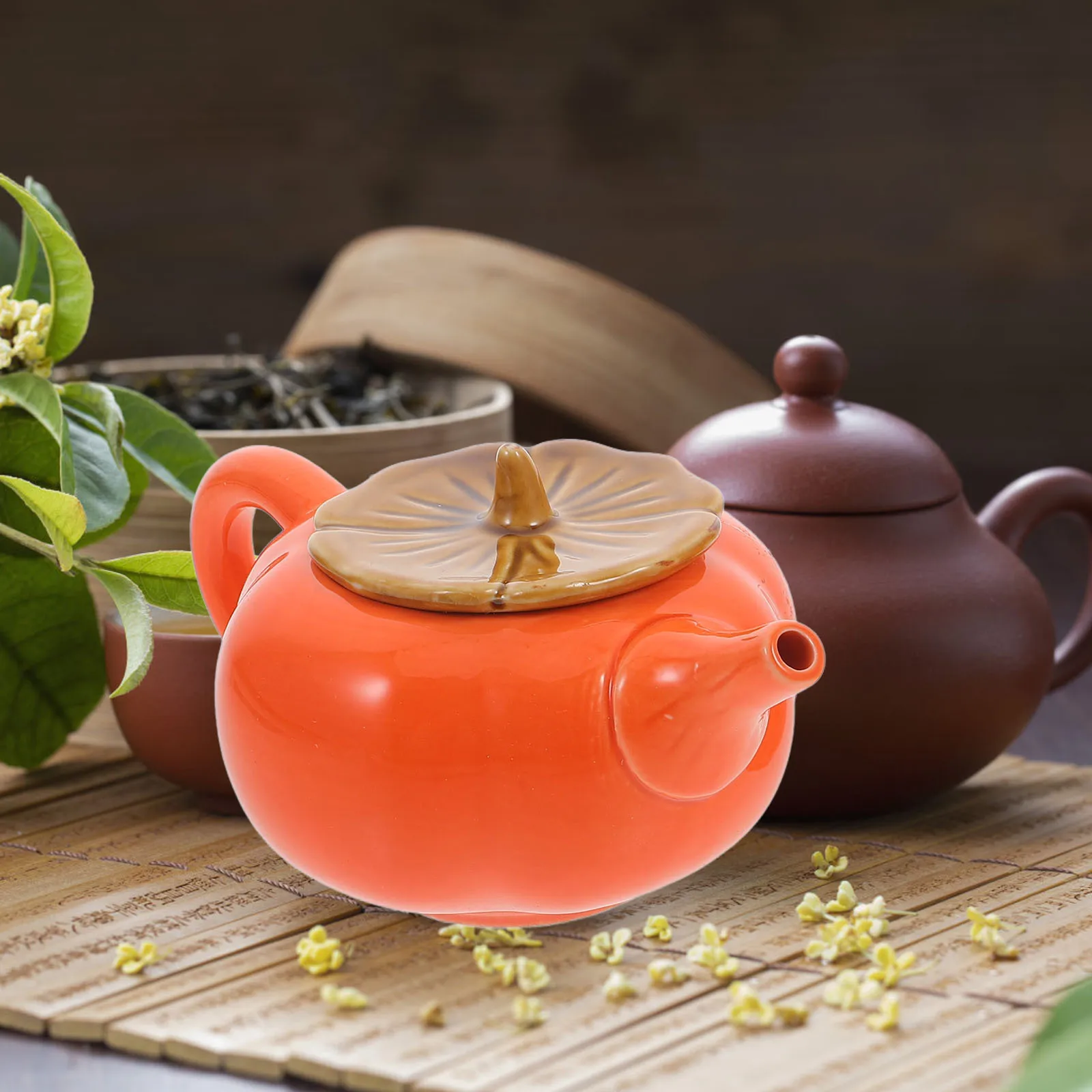 

1Set Persimmon Design Ceramic Tea Set Teapot Tea Cups Home Travel Use Decorative Household Kung Fu Teaware Gift