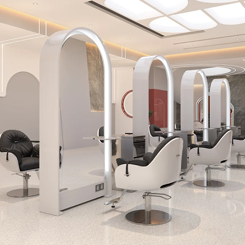 Barber shop mirror table double-sided floor mirror table for hair cutting