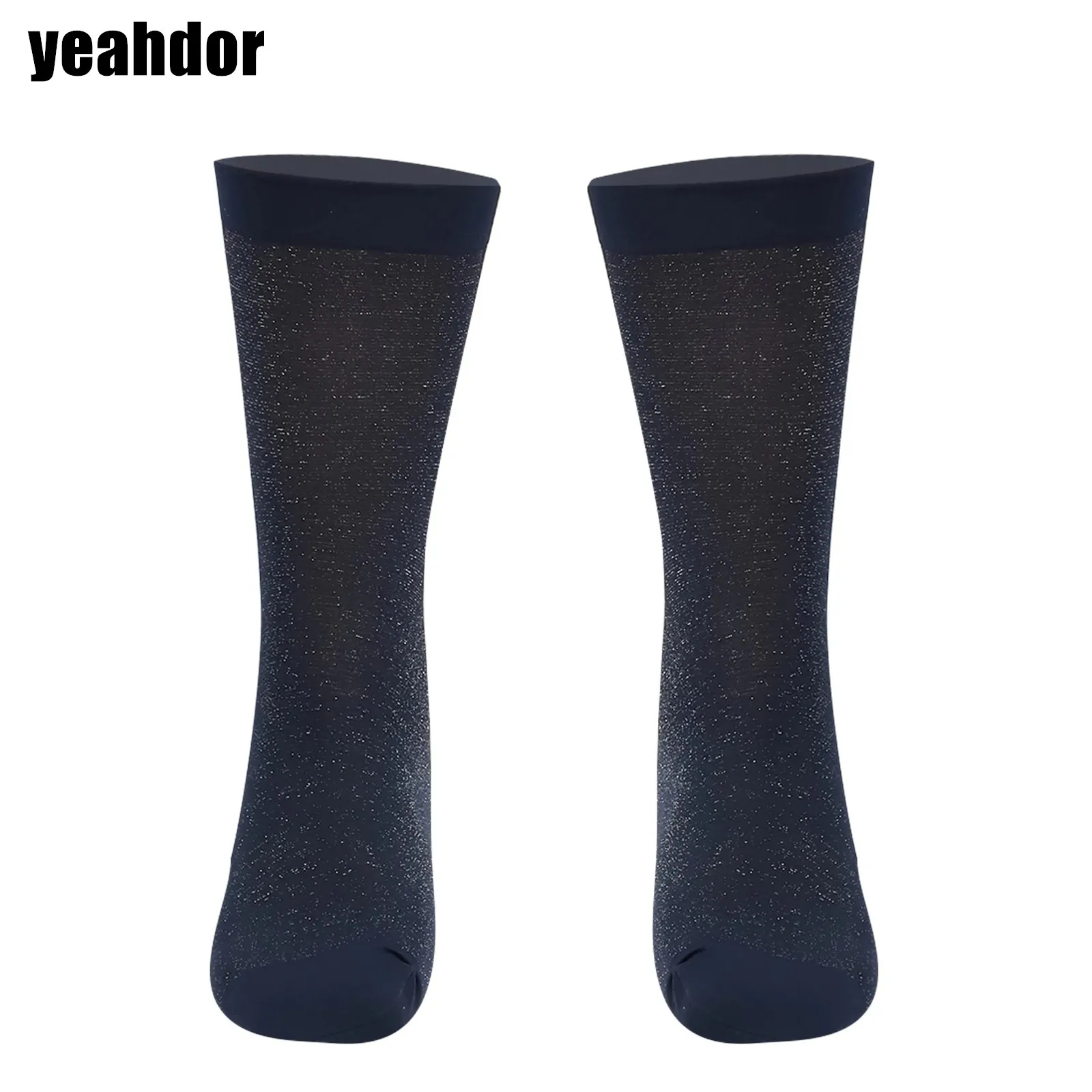 

1 Pair Men Sparkly Stretchy Breathable Mid-length Thin Socks Stockings Costume Accessory for Daily Wear Business Commuting