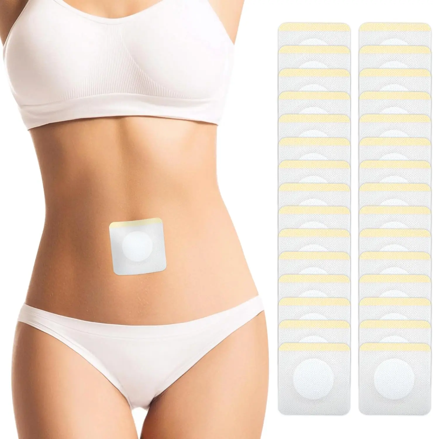 30Pcs Self-Adhesive Castor Oil Pack Wrap for Belly Button,Disposable Highly Absorbent Organic Cotton Castor Oil Packs,No Wash,An