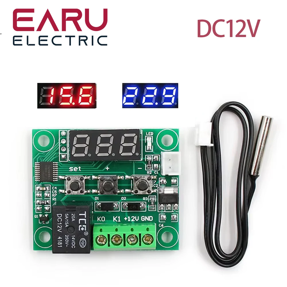 W1209 LED Digital Thermostat Temperature Control Thermometer Thermo Controller Switch Module DC 12V Waterproof NTC Sensor