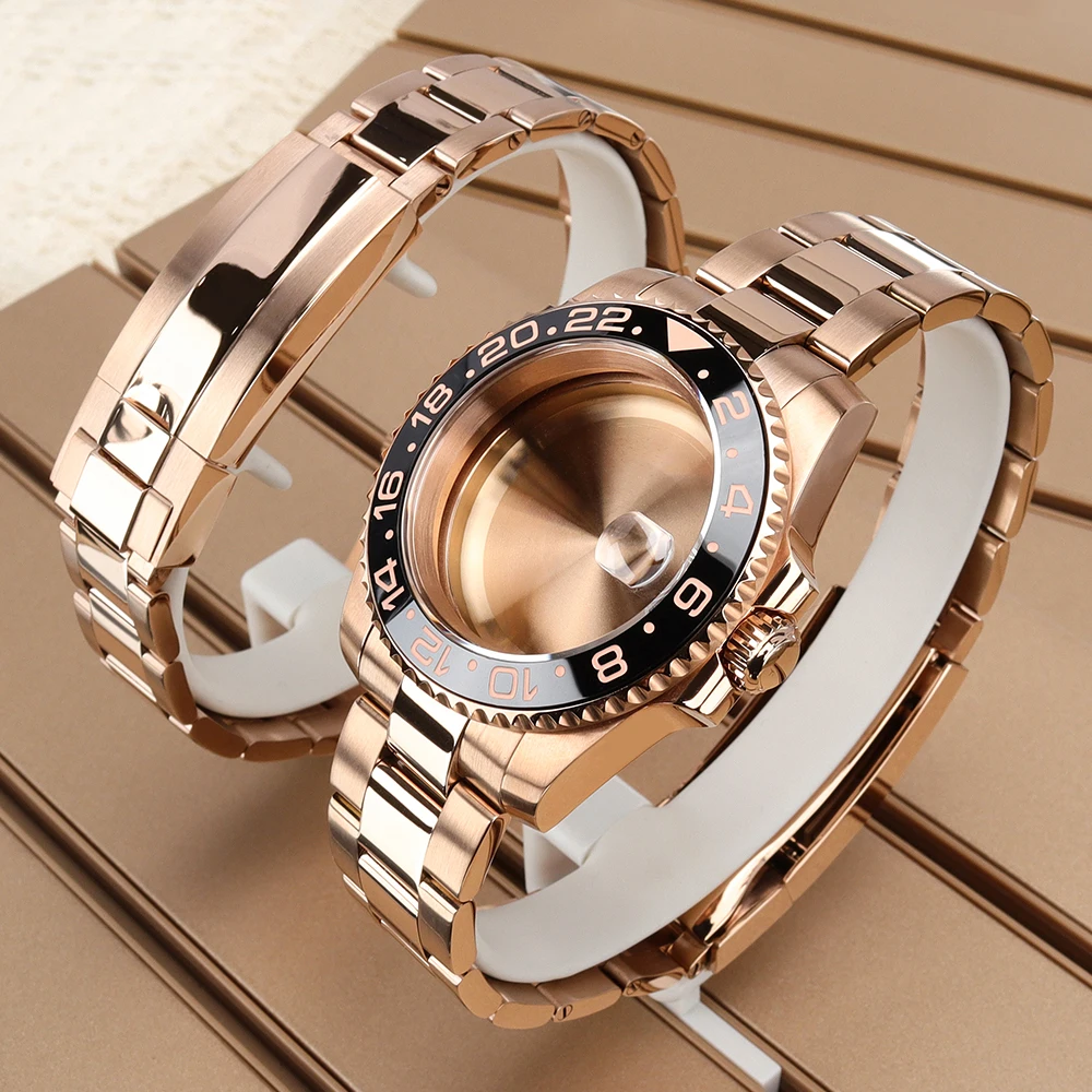 

40mm Watch Case Sapphire 120Click Bezel For NH35 NH36/34 Miyota8215 ETA2824 Watch Part Steel Waterproof Polish Oyster WatchStrap
