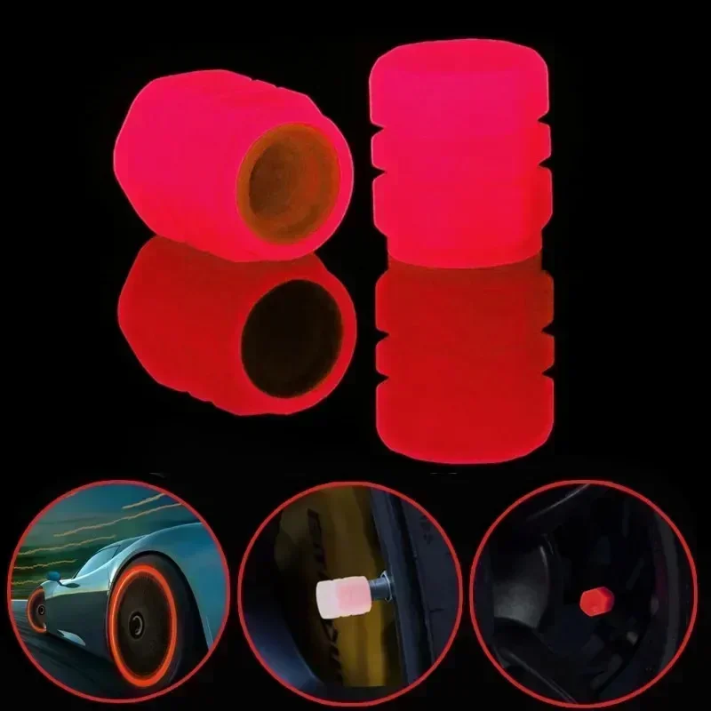 

Car Tire Valve Caps Motorcycle Bike Glowing Decor Wheel Nozzles Tyre Cap Car Accessories Luminous Valve Caps Fluorescent Night