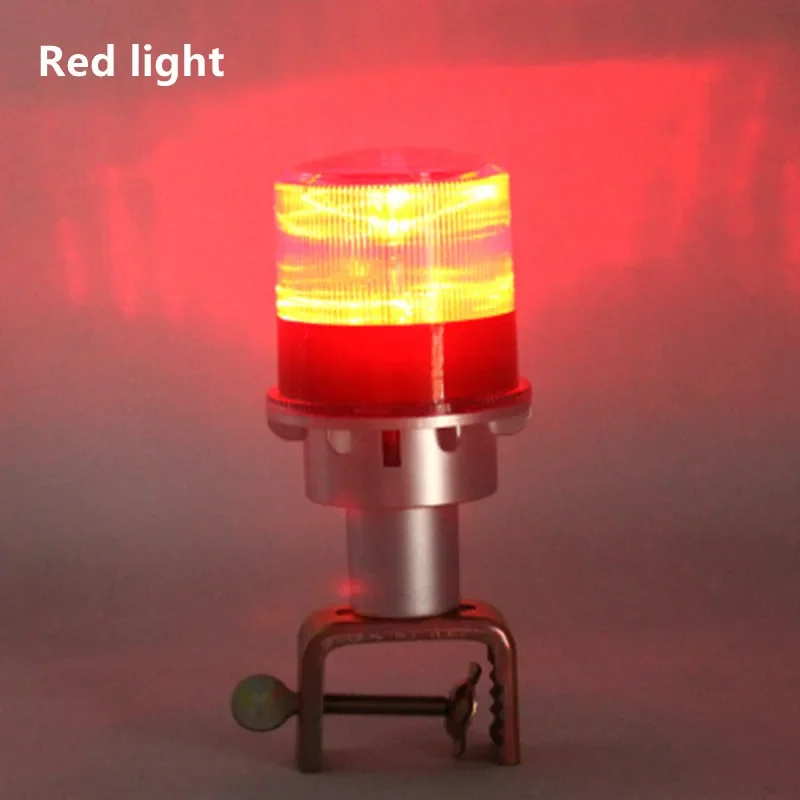 Lumière LED Solaire Rouge/Jaune à Iodine, Signal de Danger Stroboscopique, Cadre en Fer, Contrôle de la Lumière, Clignotant, Lampe de Navigation Marine