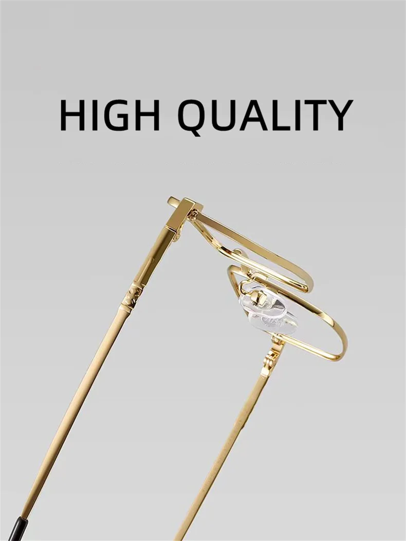2025 Neue hochwertige Titanlegierung mit goldenem quadratischem Rahmen, Anti-Blaulicht-Lesebrille für Mann und Frau, modische Brille – Detail 3