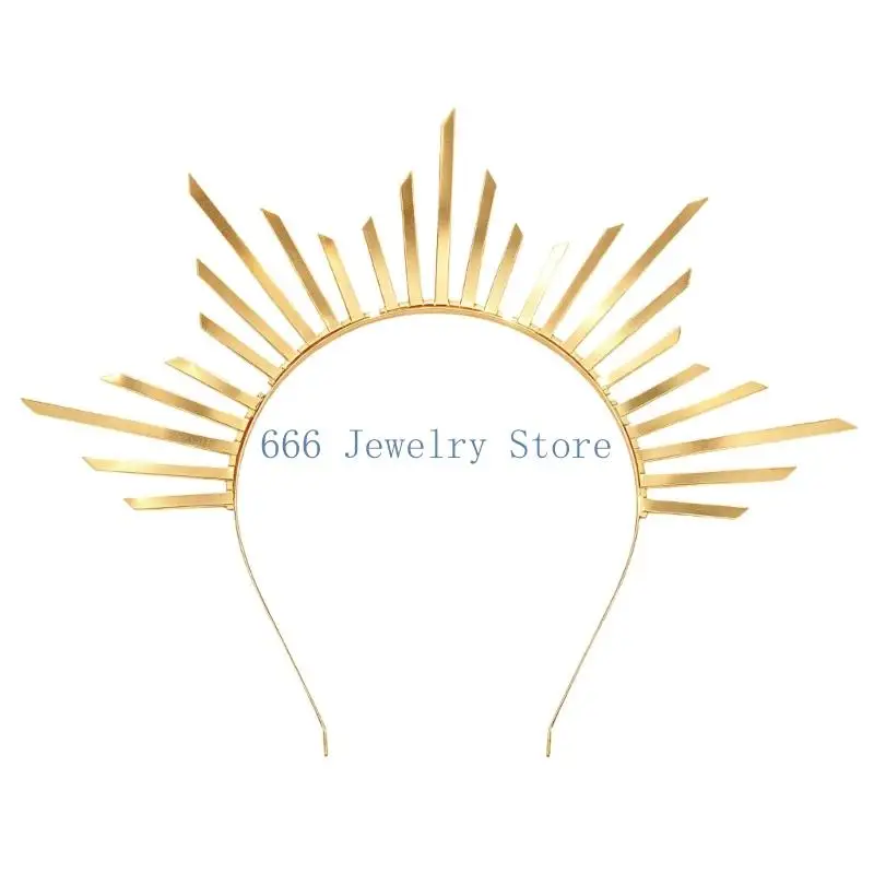 F2TD Statement Headband and Earring Set with Gold Tone Finish, Clear Stone Details and Clip On Drop Earrings for Party Festival
