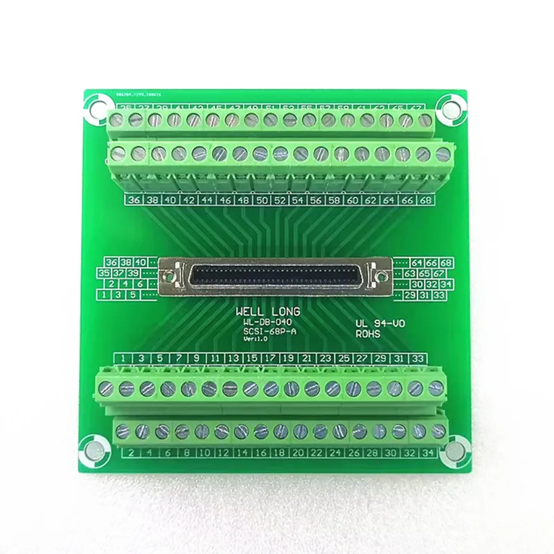 SCSI 68P MDR Female Breakout Board, SCSI Terminal Module.