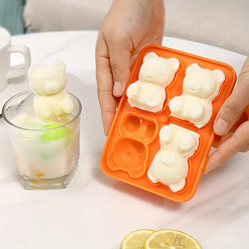 

1pc Cute Teddy Bear Ice Cube Tray Flexible Food Grade Silicone Ice Cube Mold Ice Trays For Freezer Ice Cube Mold Kitchen Tools