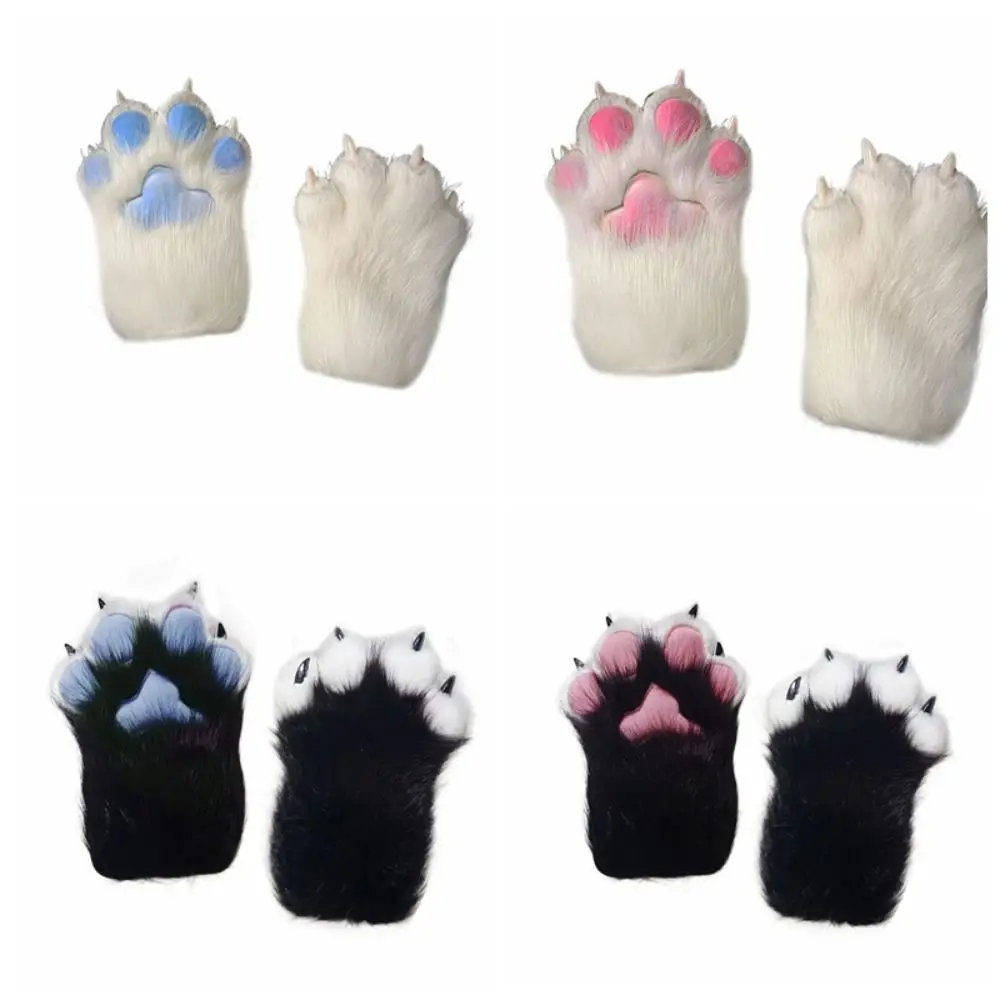 Cartoon Cosplay Costume Gloves Squeaky Kig Furry Cat Claw Mittens Thicken Fursuit Kigurumi Plush Cat Paw Gloves Cosplay Props