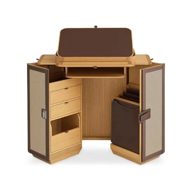 Light luxury high-end foldable desk solid wood Italian designer multi-functional storage cabinet removable dressing table