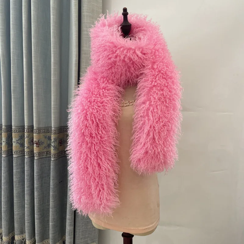 Double-Sided Runway Style Thick Fashionable Plush Long Strip Scarf Women's Imitation Mongolian Fur Y2K Girl Scarf for Warm