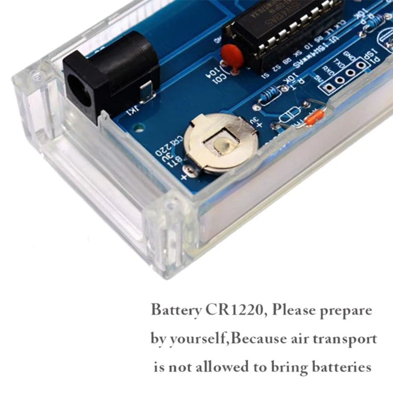 DIY Clock Kit 4 Digital Tube LED Time Week Temperature Date Display With Clear Case Cover