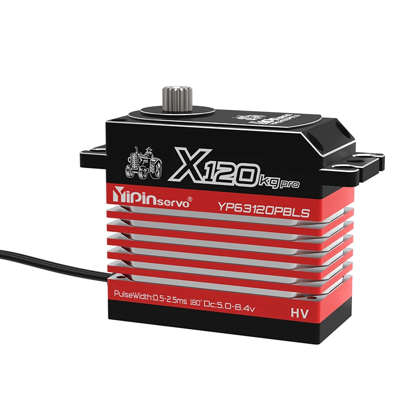 YIPIN 120KG Large Torque High Voltage CNC Aluminium Shell Metal Gear Brushless Waterproof 1/6 Scale Giant Servo for Large Models