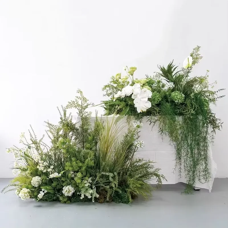 Event Walkway Artificial Flower Arrangement Plants Greenery Garland Wild 2m Flower Row Forestal Aisle Flower Runner for
