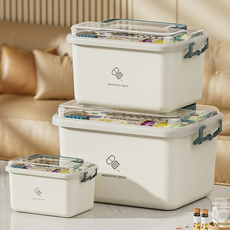 S/M/L Household Large Capacity Medicine Box S/L\XL Multi-layer Plastic Multi-functional Portable Emergency Medicine Box